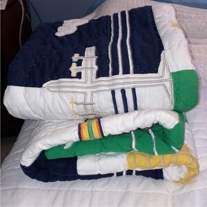 Pottery Barn Airplane Crib Quilt (2) and Crib Skirt